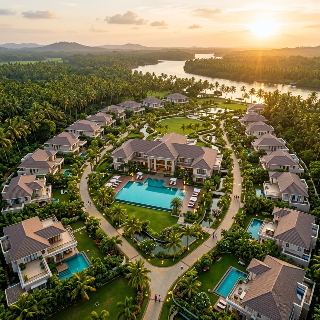 Aerial view of Vishvaloka luxury retirement community